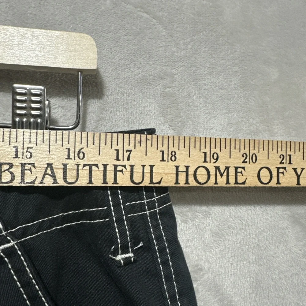 TRUE‎ RELIGION Cargo Pant Sz 34 Horseshoe Outline Graphic Letter Jet Black White